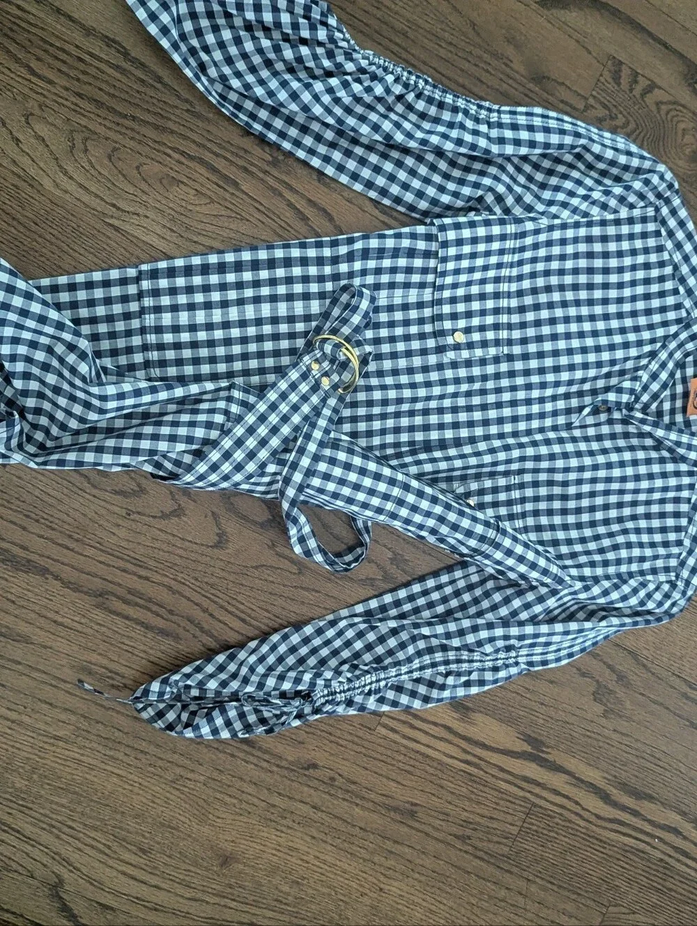 Tory Burch Striped Cotton Shirt With Chest Pocket Plaid Gray Size Small
